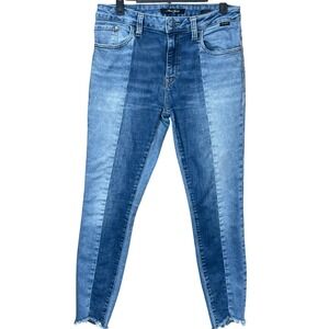 Mavi Gold Tess High Rise Two-Toned Super Skinny Jeans Raw Hem Size 30